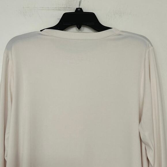 Susan Graver Modern Essentials Liquid Knit Neutral Cream Long sleeve Top 1X - Picture 6 of 8